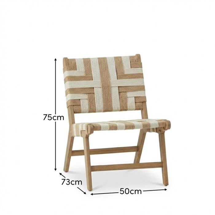Saffron White Acacia Occasional Chair - Beige/Natural Rope - Laura James