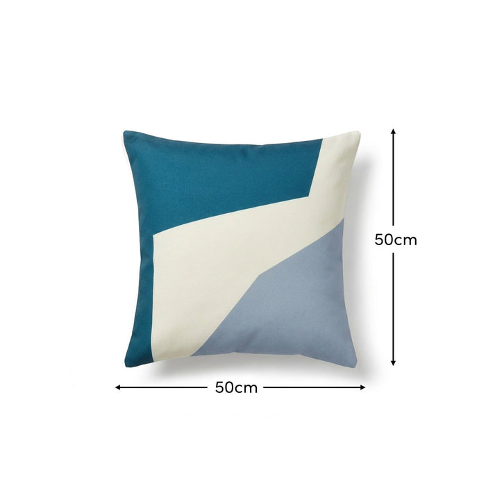 Salcombe 50x50cm Outdoor Cushion Cover - Teal and Cornflower Blue - Laura James