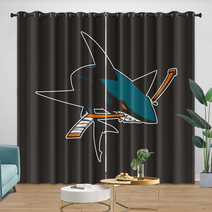 San Jose Sharks Curtains Blackout Window Drapes Room Decoration