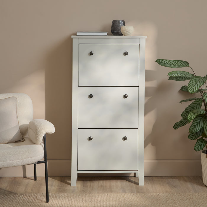 Sandhurst 60cm Three Door Shoe Cabinet - Mist Grey - Laura James