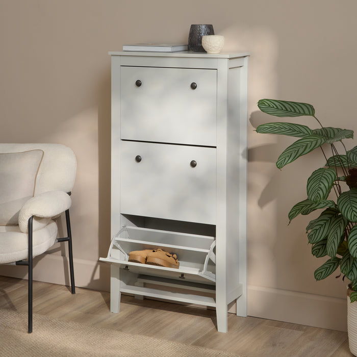 Sandhurst 60cm Three Door Shoe Cabinet - Mist Grey - Laura James