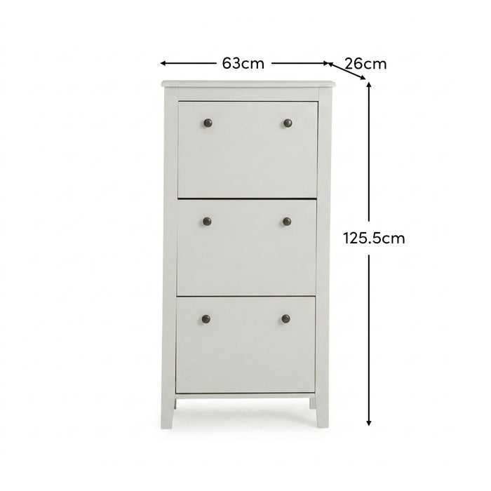 Sandhurst 60cm Three Door Shoe Cabinet - Mist Grey - Laura James
