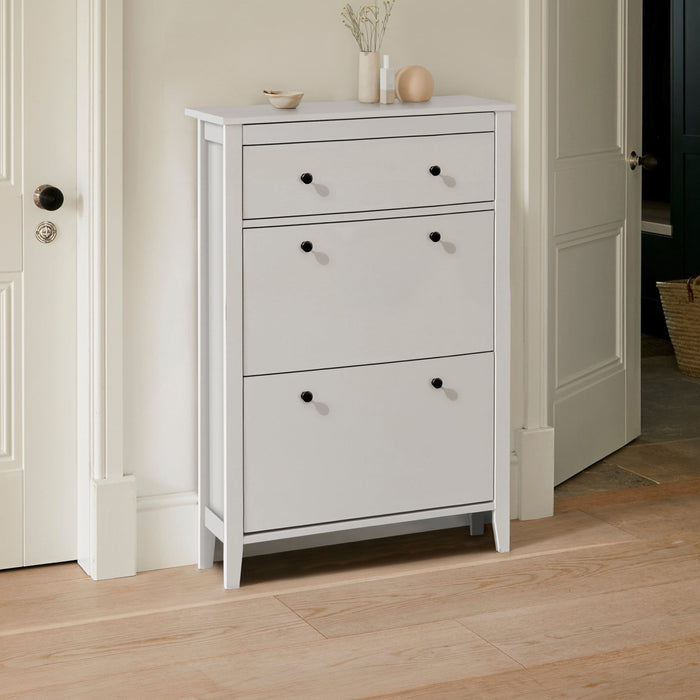 White Shoe Cabinet Storage Cupboard Wooden -  Laura James