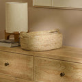 Satara 26x35cm Oval Jute Basket - Whitewash - Laura James