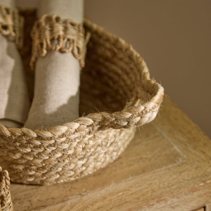 Satara 26x35cm Oval Jute Basket - Whitewash - Laura James