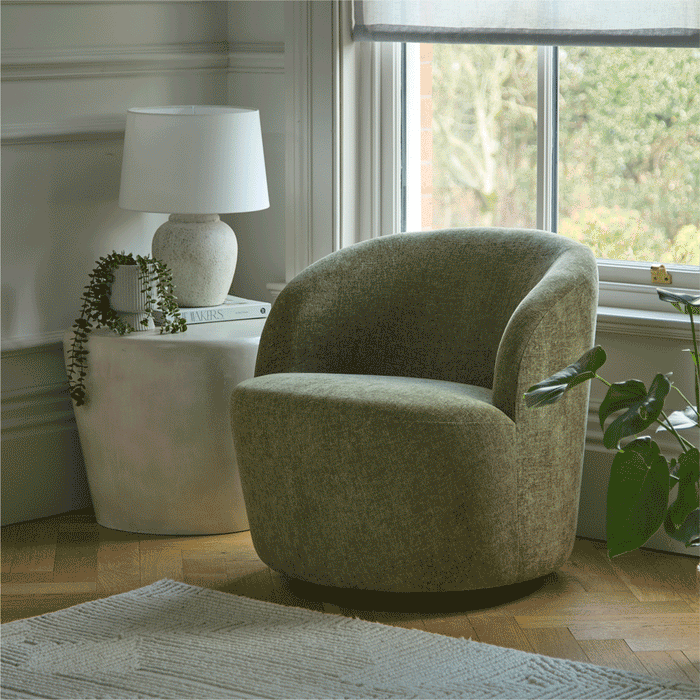 Sawyer 68cm Swivel Armchair - Moss Green - Laura James
