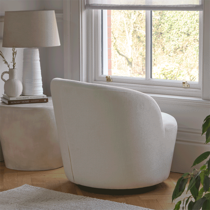 Sawyer 68cm Swivel Armchair - Oyster White - Laura James