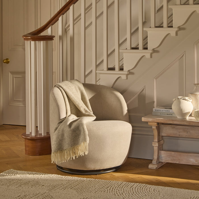 Sawyer 68cm Swivel Armchair - Soft Beige - Laura James