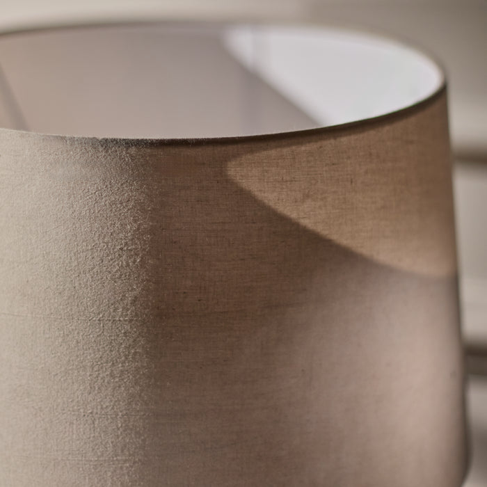 Selham 30cm Ceramic Lamp Base - Rustic White with Coningsby 35cm Cotton Lamp Shade - Taupe - Laura James