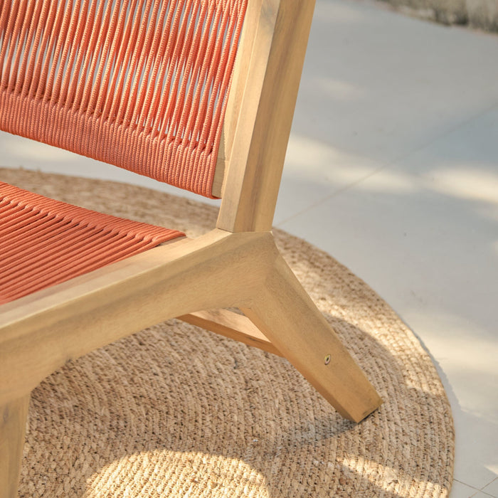 Seren White Acacia Occasional Garden Chair - Burnt Orange Rope - Laura James
