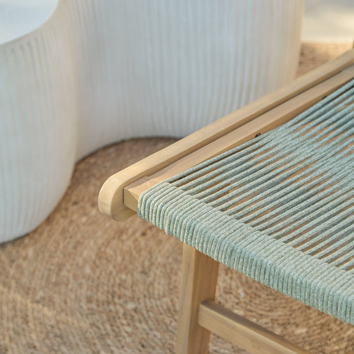 Seren White Acacia Occasional Garden Chair - Mottled Green Rope - Laura James