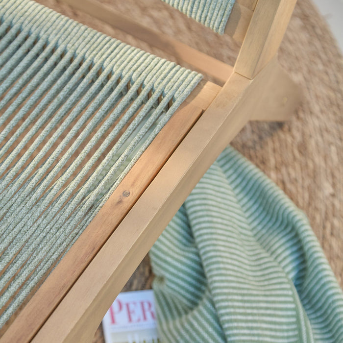 Seren White Acacia Occasional Garden Chair - Mottled Green Rope - Laura James