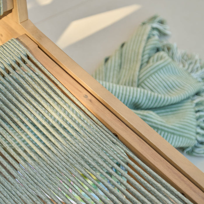 Seren White Acacia Occasional Garden Chair - Mottled Green Rope - Laura James
