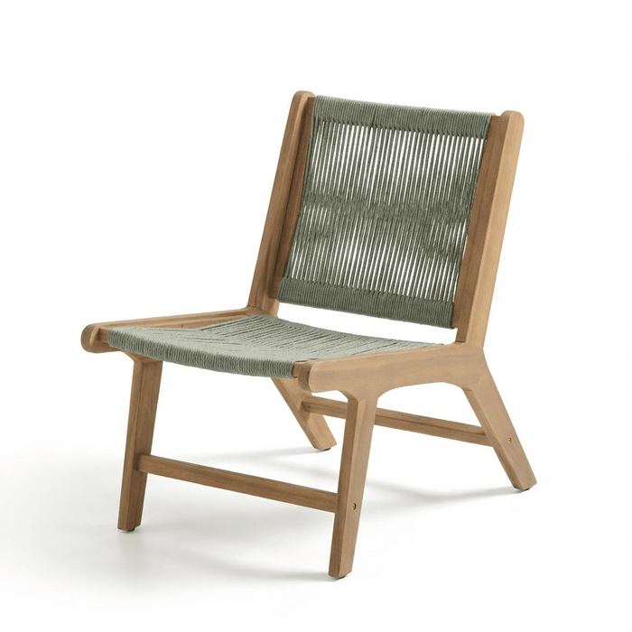 Seren White Acacia Occasional Garden Chair - Mottled Green Rope - Laura James