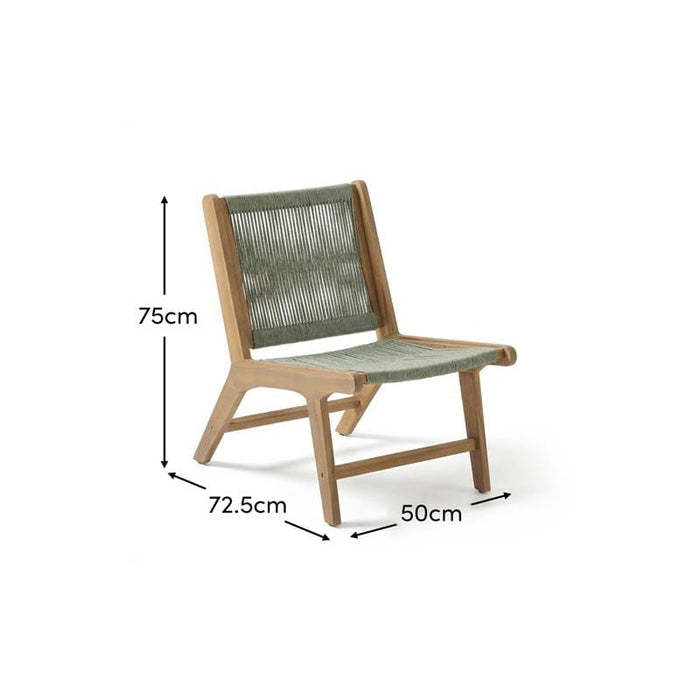 Seren White Acacia Occasional Garden Chair - Mottled Green Rope - Laura James