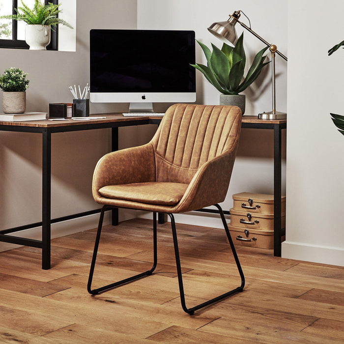 Sheffield corner desk and office chair set – Industrial - tan - Laura James