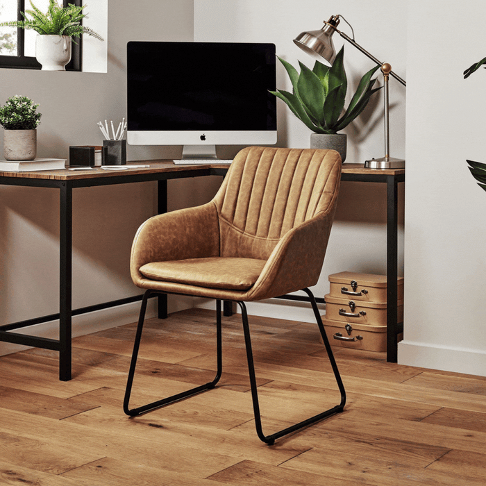 Sheffield Office Faux Leather Chair - Tan with Black Legs - Laura James