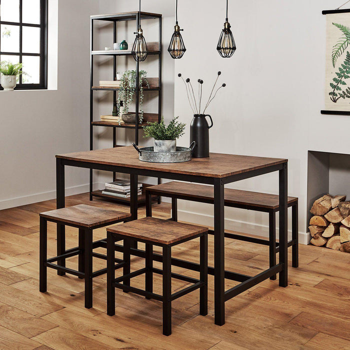 Sheffield dining table set – 4 seater – dining bench and 2 stools - Laura James