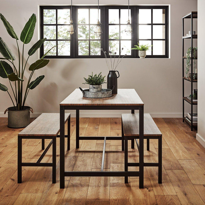 Sheffield dining table set – 4 seater – 2 dining benches - Laura James