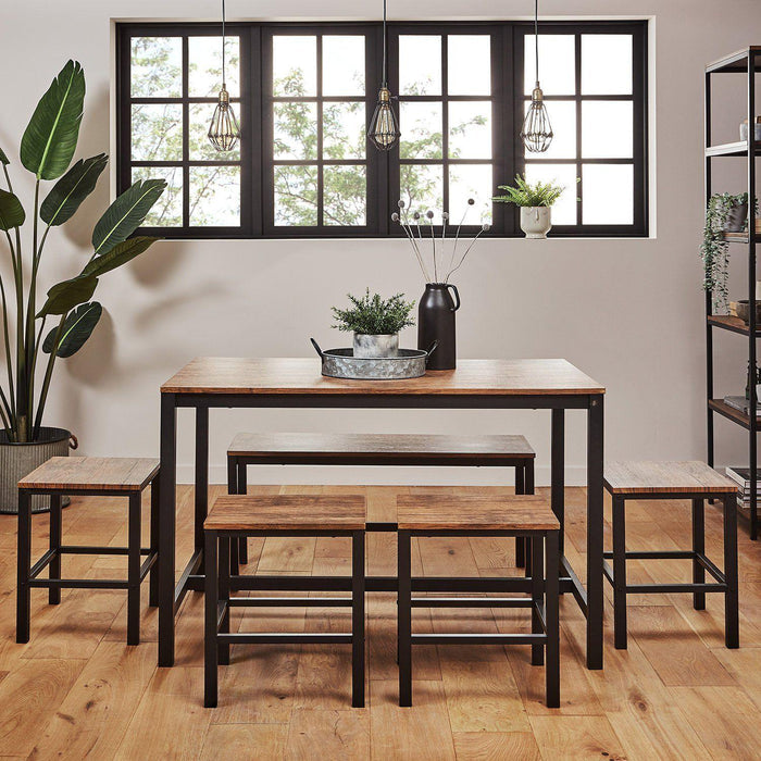 Sheffield dining table set – 6 seater – 1 bench – 4 stools - Laura James