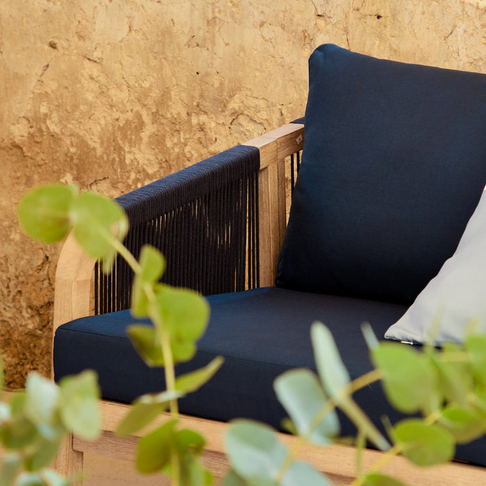 Shiro Wooden Garden Set with 3 Seater Sofa - 2 Shiro Armchairs with Delphi Oval Coffee Table and Side Table - Laura James