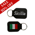 Sicilia Keychain - Black Embroidered with Flag on Back - SALE