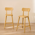 Silvester Pale Oak Bar Stool with Backrest - Laura James