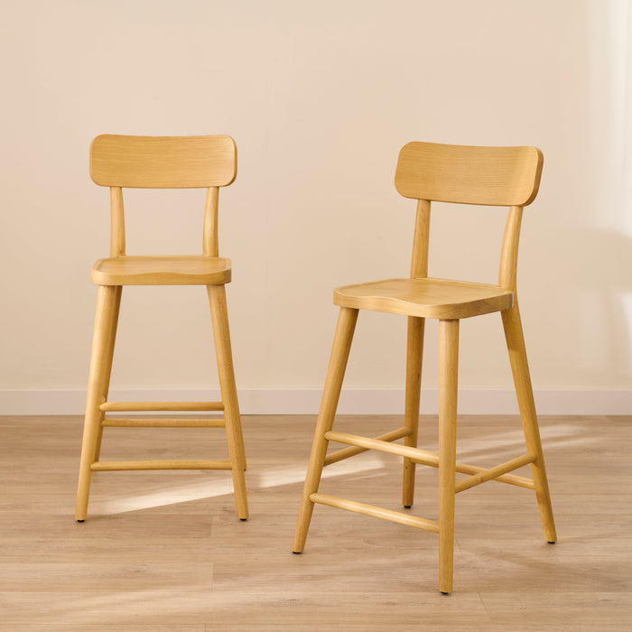 Silvester Pale Oak Bar Stool with Backrest - Laura James