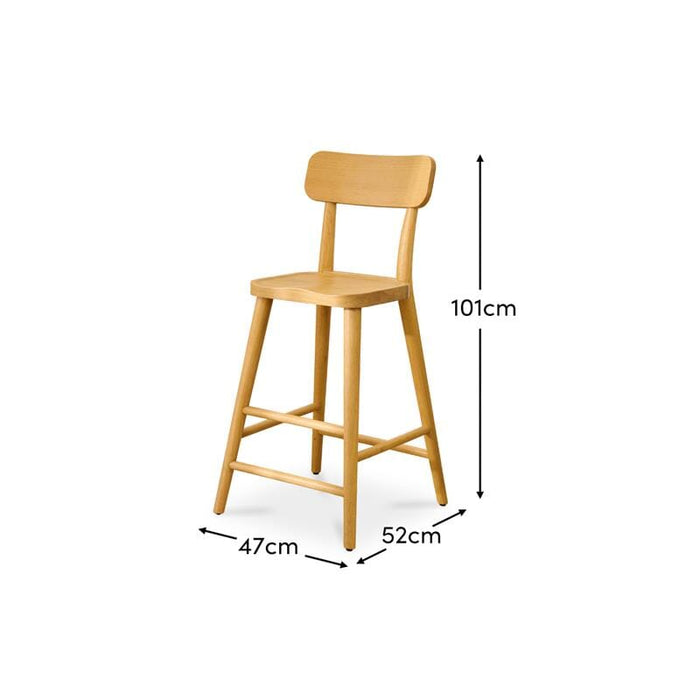 Silvester Pale Oak Bar Stool with Backrest - Laura James