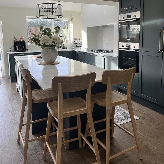 Silvester Whitewash Bar Stool with Backrest - Laura James