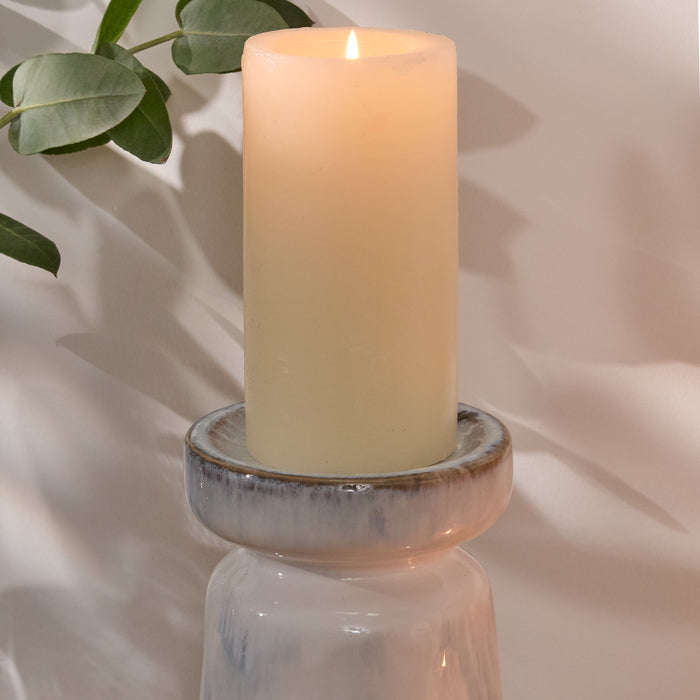 Sintra Ceramic 22.5cm Candle Holder - Cornflower Reactive Glaze - Laura James