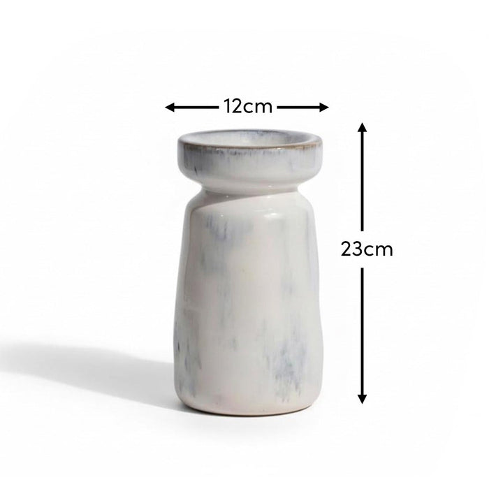 Sintra Ceramic 22.5cm Candle Holder - Cornflower Reactive Glaze - Laura James