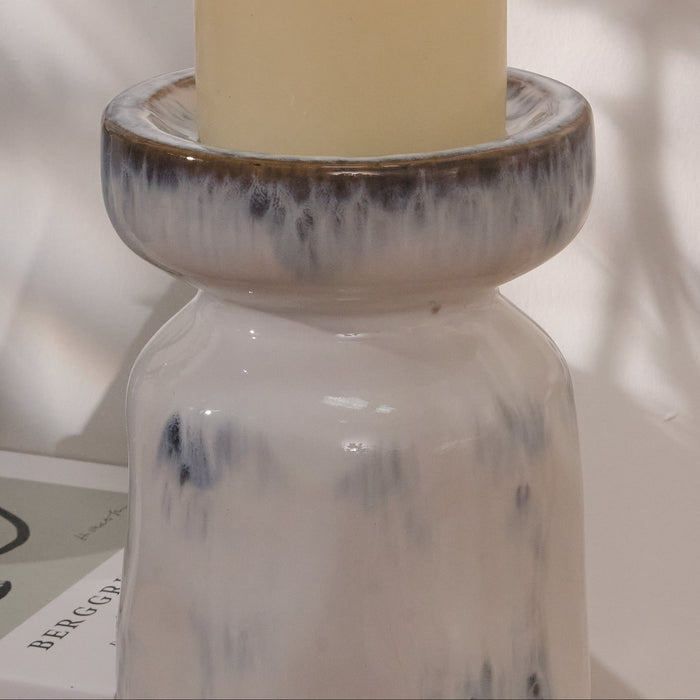 Sintra Ceramic 26.5cm Candle Holder - Cornflower Reactive Glaze - Laura James