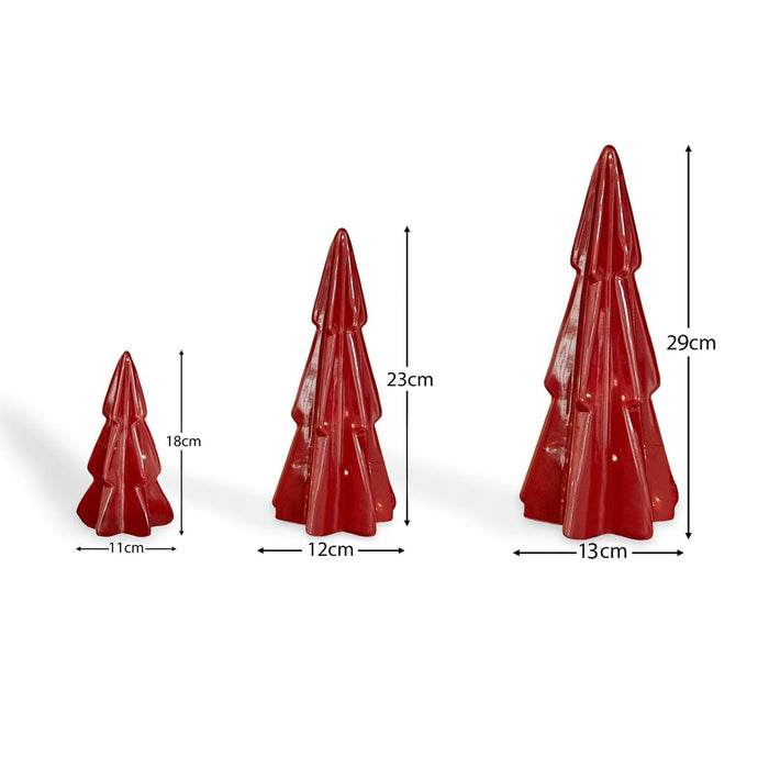 Sira Ceramic Tree - Set Of 3 - Red