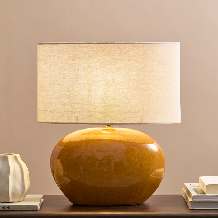 Skelton 50cm Table Lamp - Saffron Yellow with Off-White Shade - Laura James