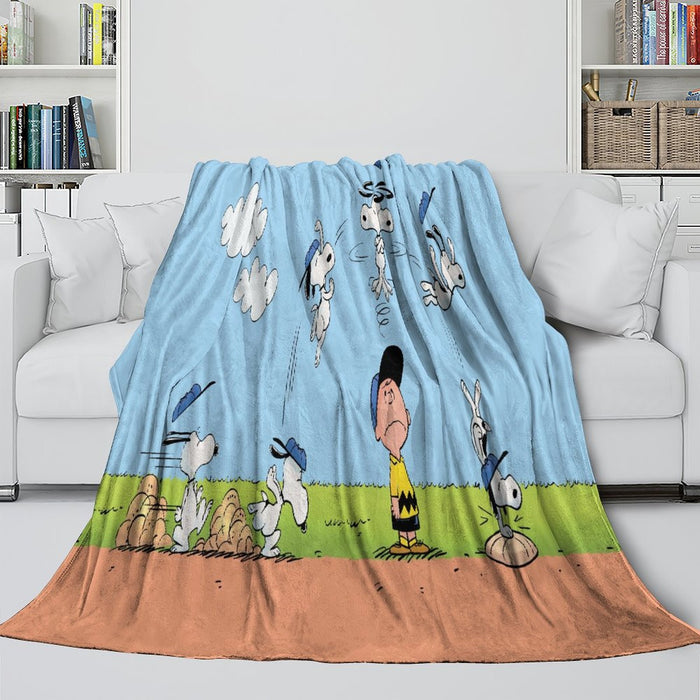 Snoopy Blanket Pattern Flannel Throw Kids Room Decoration