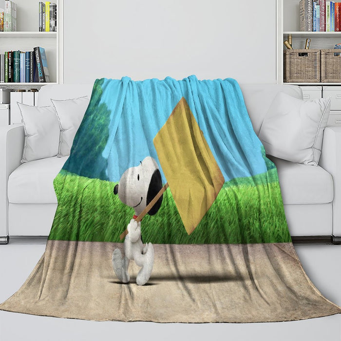 Snoopy Blanket Pattern Flannel Throw Kids Room Decoration