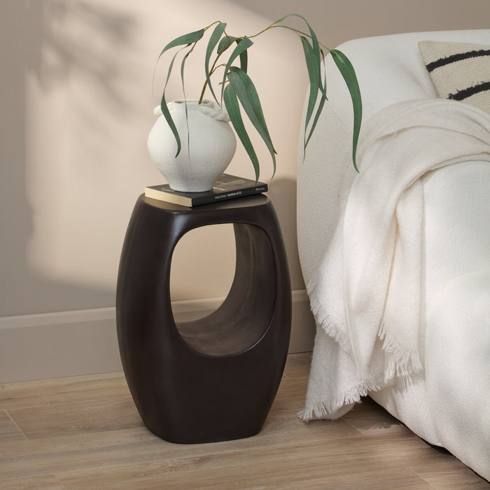 Sohan 32cm Side Table - Lava Black Concrete - Laura James