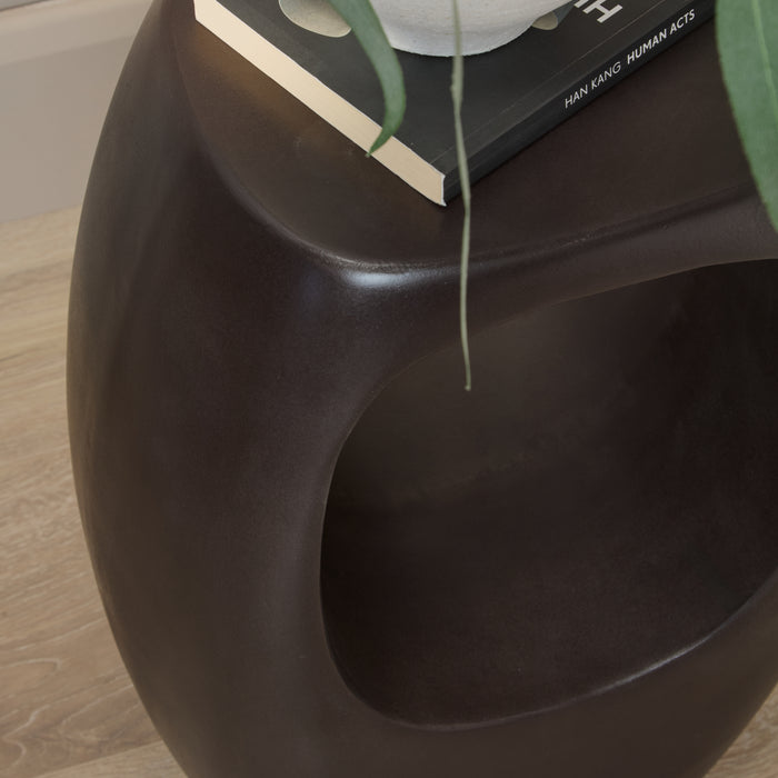Sohan 32cm Side Table - Lava Black Concrete - Laura James