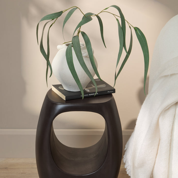 Sohan 32cm Side Table - Lava Black Concrete - Laura James