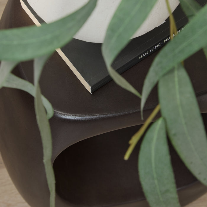Sohan 32cm Side Table - Lava Black Concrete - Laura James