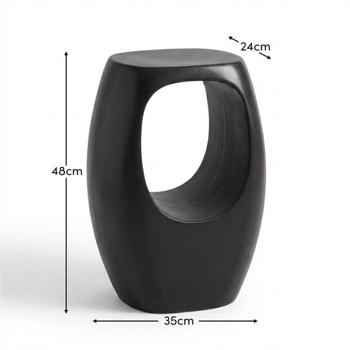 Sohan Garden Concrete Garden Side Table - Lava Black - Laura James