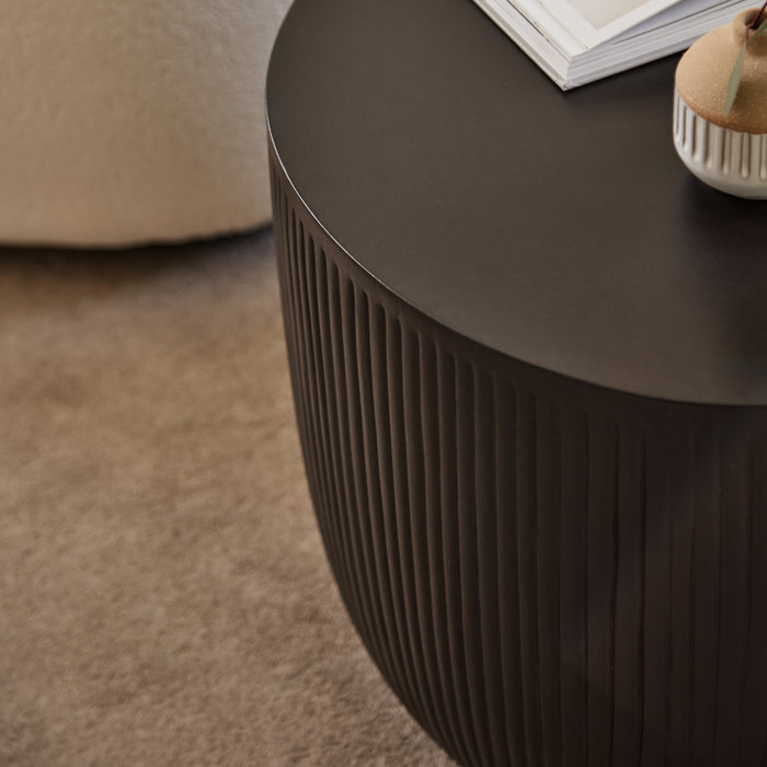Sohan 84cm Kidney Concrete Coffee Table - Lava Black - Laura James