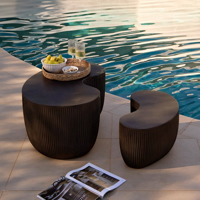 Sohan Kidney Garden Coffee Table - Lava Black - 84cm - Laura James