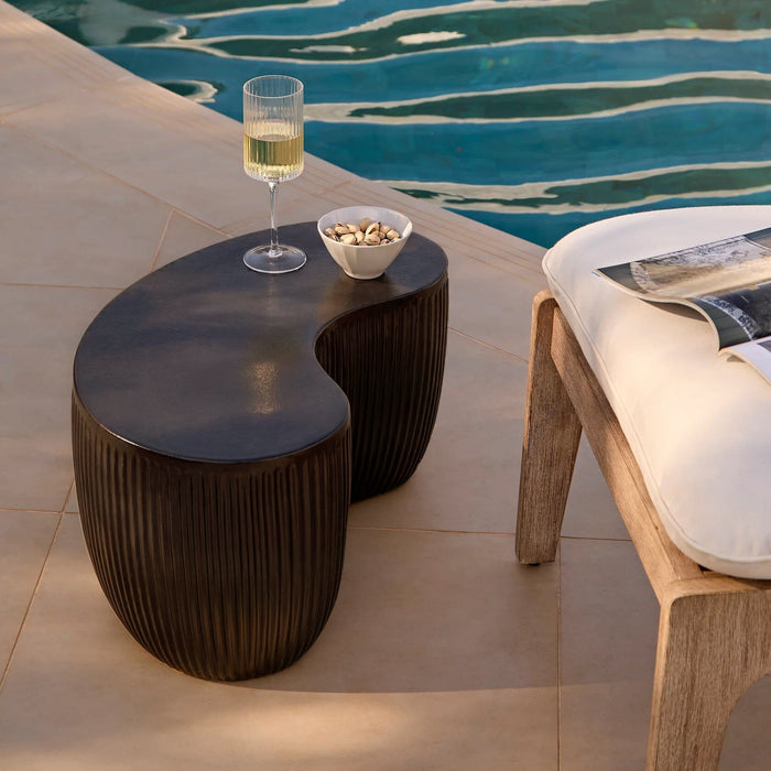 Sohan Kidney Garden Concrete Coffee Table - Lava Black - 61cm