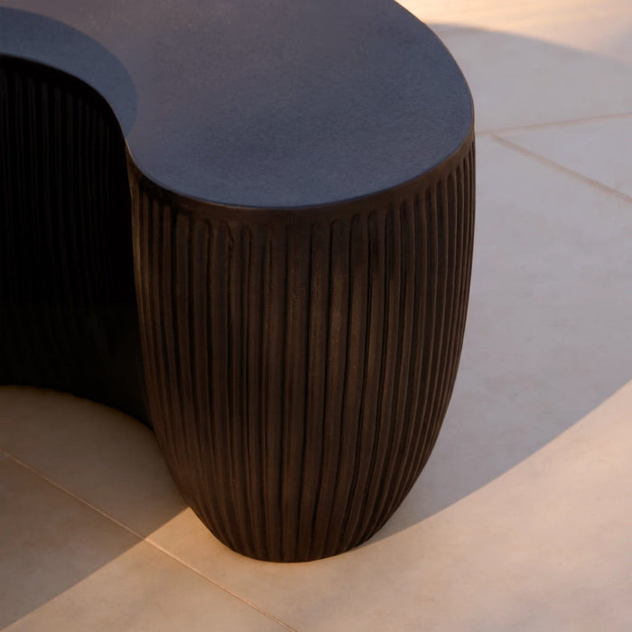 Sohan Kidney Garden Concrete Coffee Table - Lava Black - 61cm