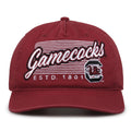South Carolina Gamecocks Original Heritage Script Snapback in cardinal, front view showing embroidered school script