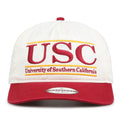 Southern Cal Original Bar snapback hat with embroidered school design, front view