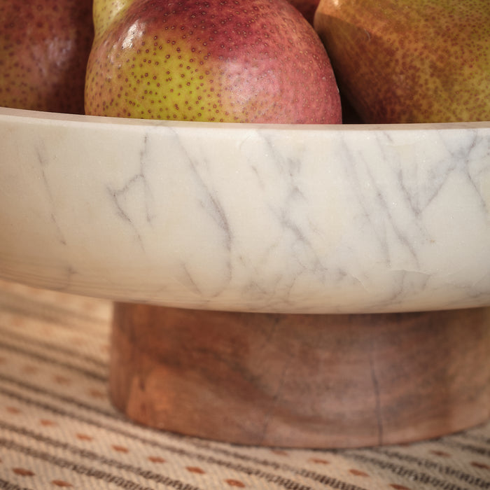 Spello 30cm Bowl - White Marble - Laura James