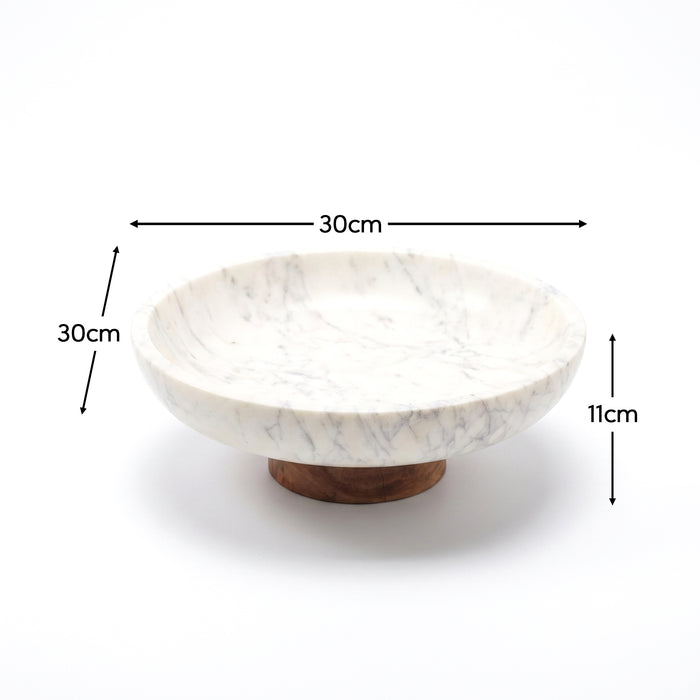 Spello 30cm Bowl - White Marble - Laura James